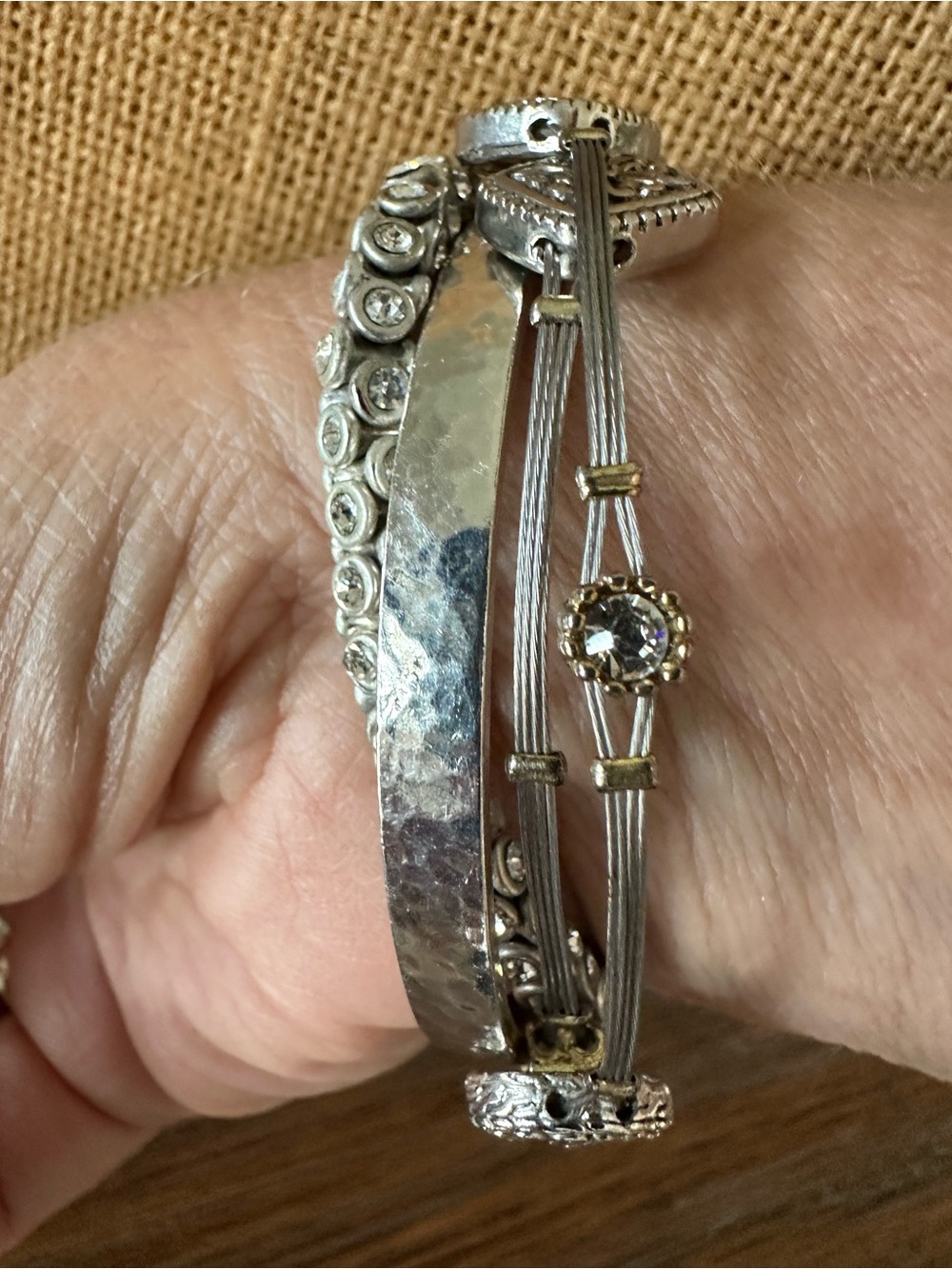 Silver and Gold Tone Multi-Row Guitar String Bracelets